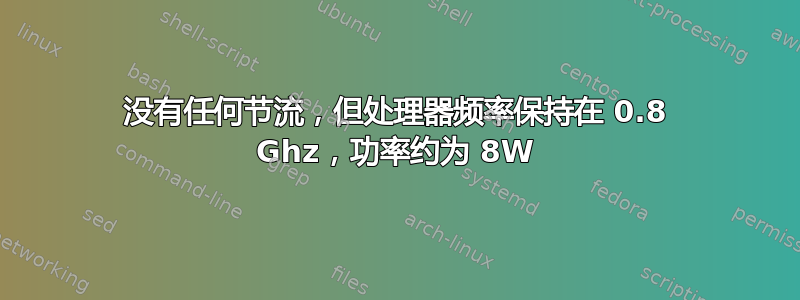 没有任何节流，但处理器频率保持在 0.8 Ghz，功率约为 8W