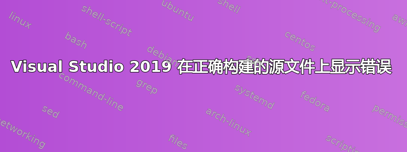 Visual Studio 2019 在正确构建的源文件上显示错误