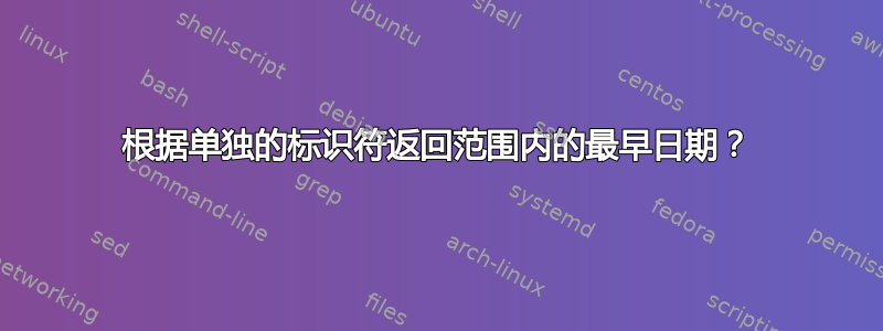 根据单独的标识符返回范围内的最早日期？