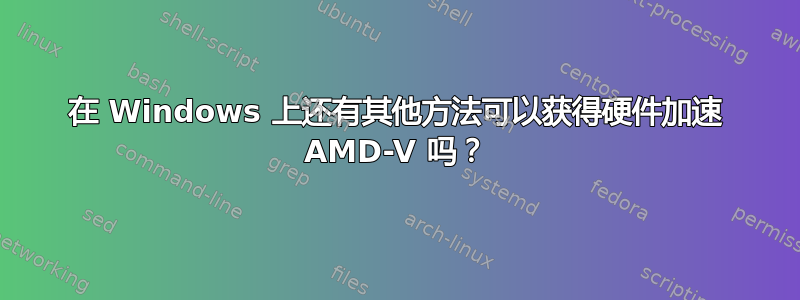 在 Windows 上还有其他方法可以获得硬件加速 AMD-V 吗？