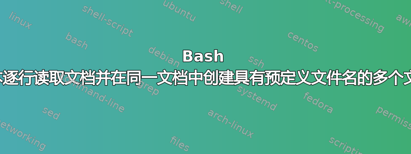 Bash 脚本逐行读取文档并在同一文档中创建具有预定义文件名的多个文档