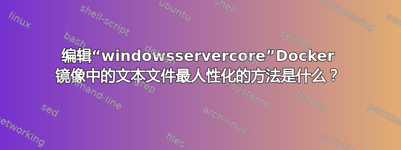 编辑“windowsservercore”Docker 镜像中的文本文件最人性化的方法是什么？