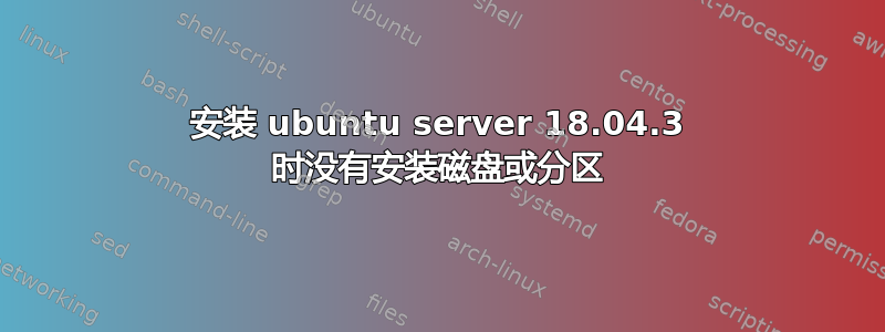 安装 ubuntu server 18.04.3 时没有安装磁盘或分区