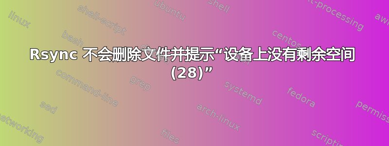 Rsync 不会删除文件并提示“设备上没有剩余空间 (28)”