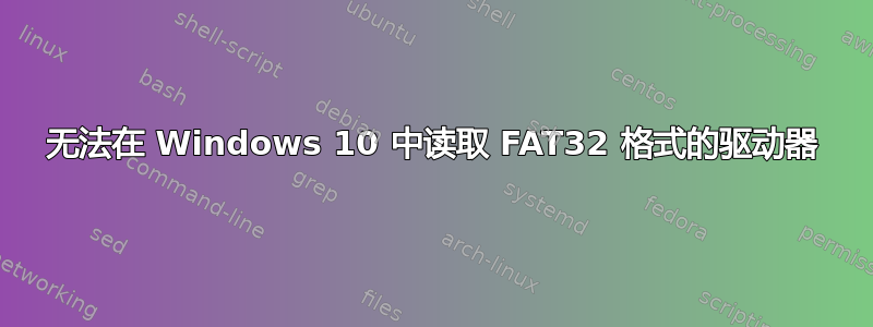 无法在 Windows 10 中读取 FAT32 格式的驱动器