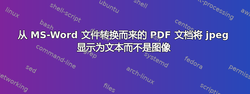 从 MS-Word 文件转换而来的 PDF 文档将 jpeg 显示为文本而不是图像