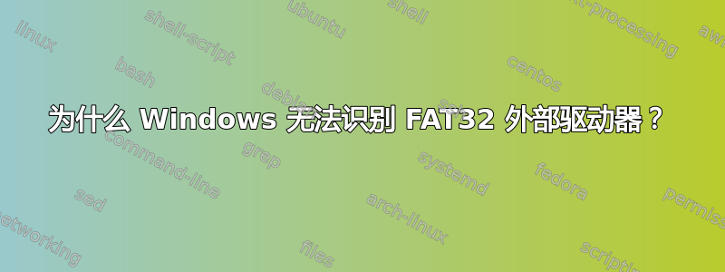 为什么 Windows 无法识别 FAT32 外部驱动器？