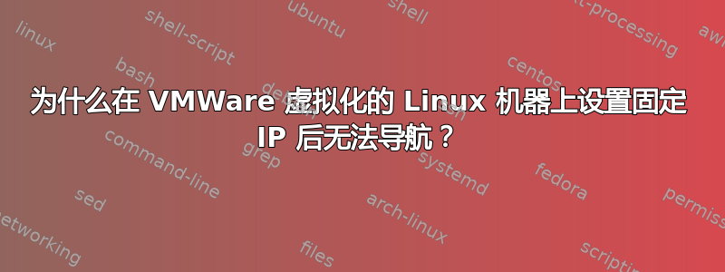 为什么在 VMWare 虚拟化的 Linux 机器上设置固定 IP 后无法导航？