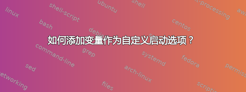 如何添加变量作为自定义启动选项？