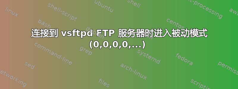 227 连接到 vsftpd FTP 服务器时进入被动模式 (0,0,0,0,...)