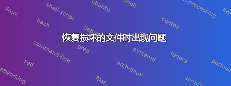 恢复损坏的文件时出现问题