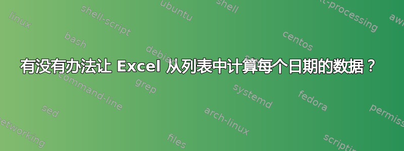 有没有办法让 Excel 从列表中计算每个日期的数据？