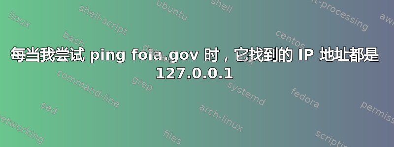 每当我尝试 ping foia.gov 时，它找到的 IP 地址都是 127.0.0.1