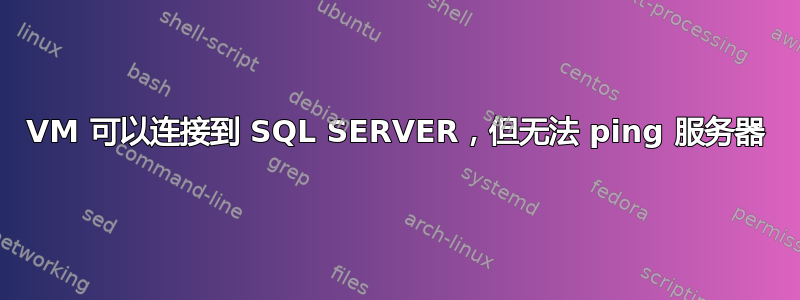 VM 可以连接到 SQL SERVER，但无法 ping 服务器