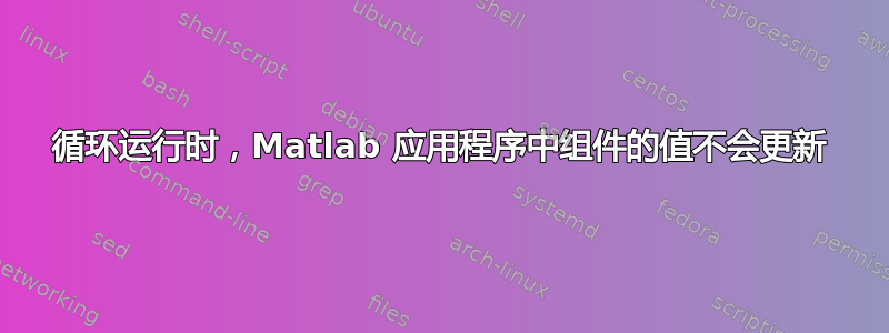 循环运行时，Matlab 应用程序中组件的值不会更新