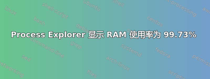 Process Explorer 显示 RAM 使用率为 99.73%