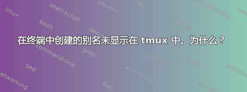 在终端中创建的别名未显示在 tmux 中。为什么？