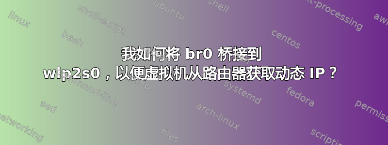 我如何将 br0 桥接到 wlp2s0，以便虚拟机从路由器获取动态 IP？