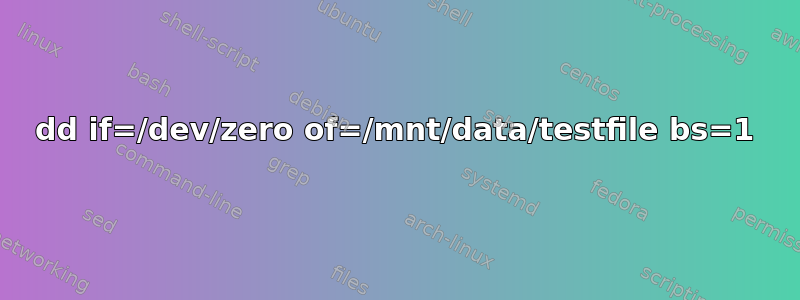dd if=/dev/zero of=/mnt/data/testfile bs=1