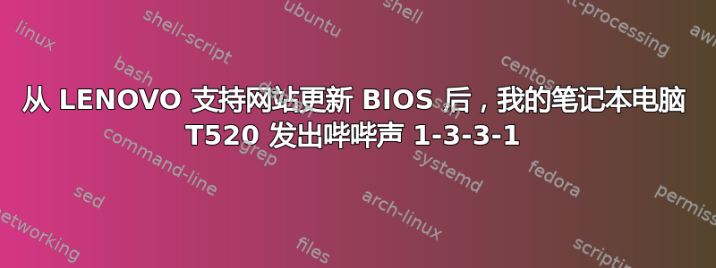 从 LENOVO 支持网站更新 BIOS 后，我的笔记本电脑 T520 发出哔哔声 1-3-3-1