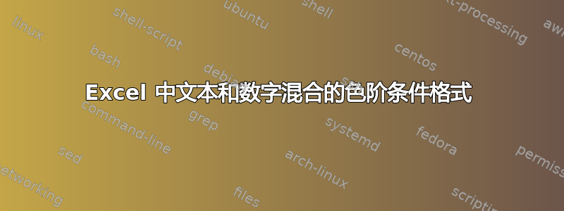 Excel 中文本和数字混合的色阶条件格式