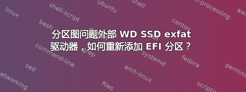 分区图问题外部 WD SSD exfat 驱动器，如何重新添加 EFI 分区？