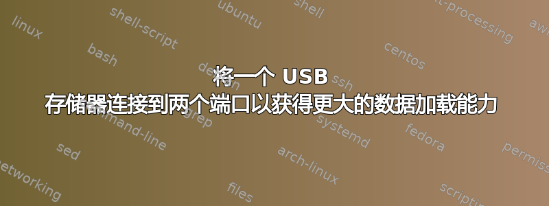 将一个 USB 存储器连接到两个端口以获得更大的数据加载能力