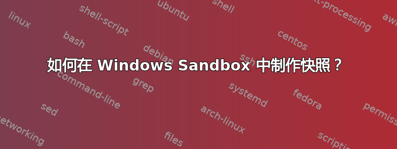 如何在 Windows Sandbox 中制作快照？