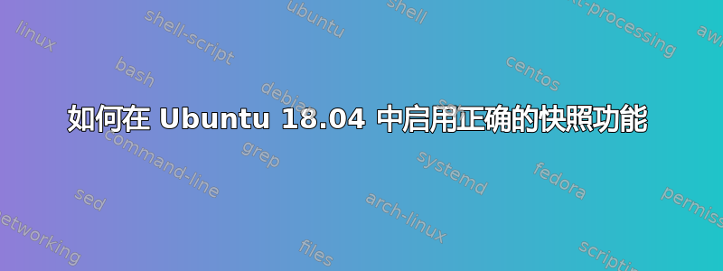 如何在 Ubuntu 18.04 中启用正确的快照功能