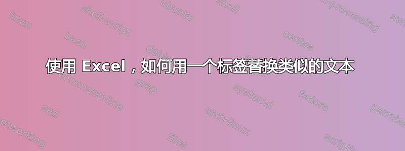 使用 Excel，如何用一个标签替换类似的文本