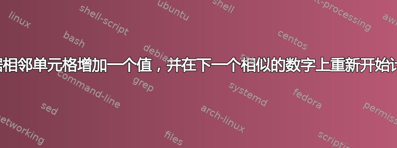 根据相邻单元格增加一个值，并在下一个相似的数字上重新开始计数