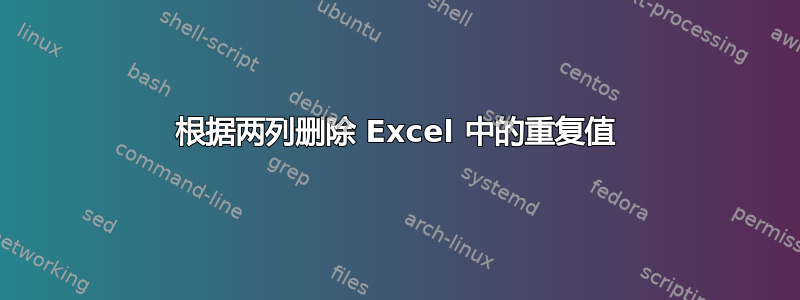 根据两列删除 Excel 中的重复值