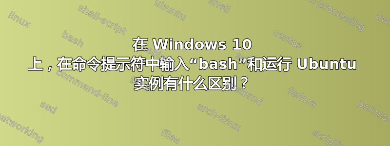 在 Windows 10 上，在命令提示符中输入“bash”和运行 Ubuntu 实例有什么区别？