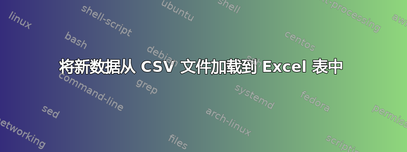 将新数据从 CSV 文件加载到 Excel 表中