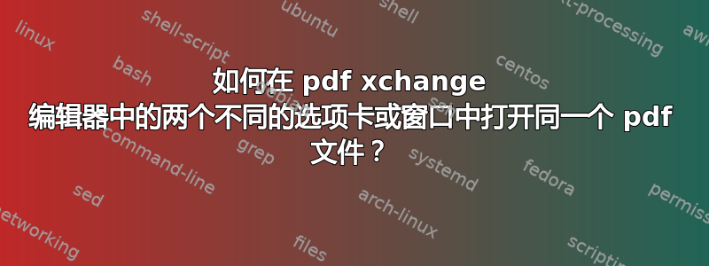 如何在 pdf xchange 编辑器中的两个不同的选项卡或窗口中打开同一个 pdf 文件？