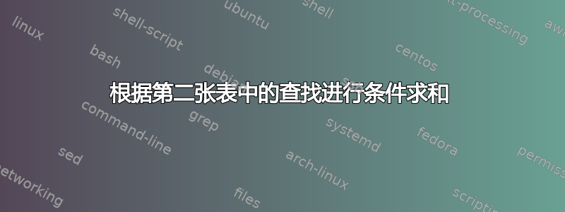 根据第二张表中的查找进行条件求和