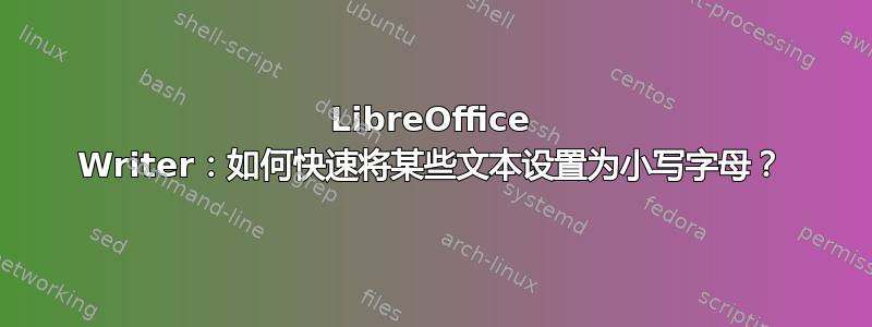 LibreOffice Writer：如何快速将某些文本设置为小写字母？