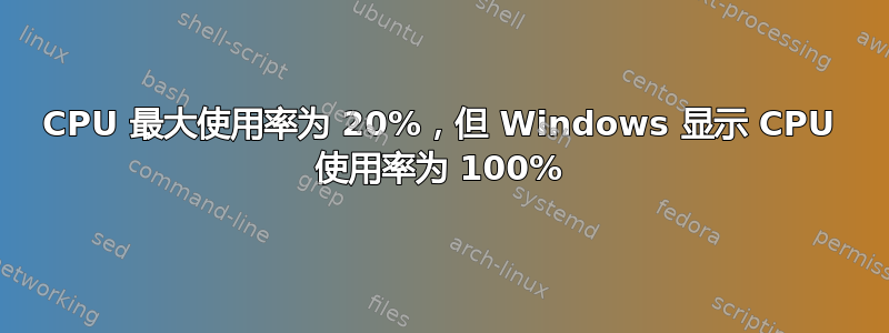 CPU 最大使用率为 20%，但 Windows 显示 CPU 使用率为 100%