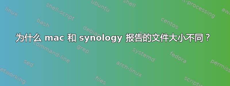 为什么 mac 和 synology 报告的文件大小不同？