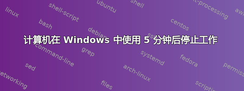 计算机在 Windows 中使用 5 分钟后停止工作