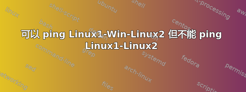 可以 ping Linux1-Win-Linux2 但不能 ping Linux1-Linux2