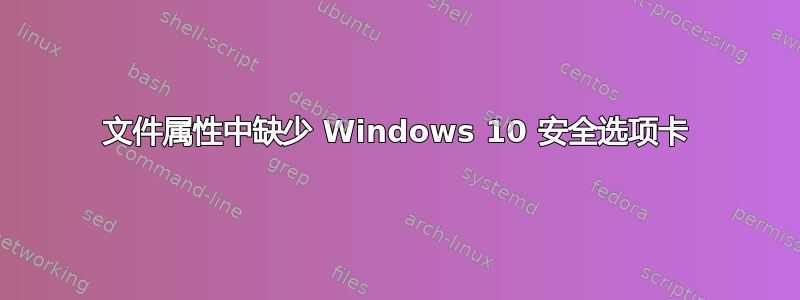 文件属性中缺少 Windows 10 安全选项卡