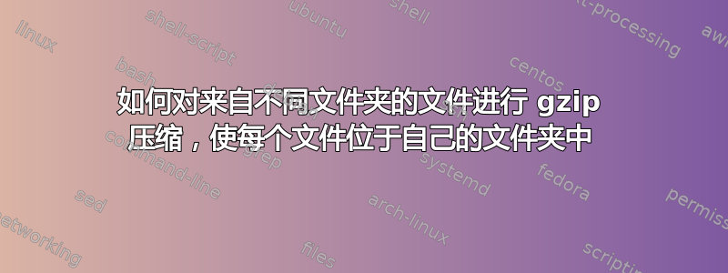 如何对来自不同文件夹的文件进行 gzip 压缩，使每个文件位于自己的文件夹中