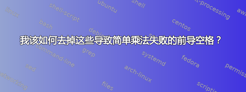 我该如何去掉这些导致简单乘法失败的前导空格？