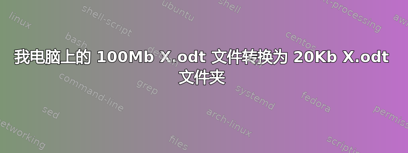 我电脑上的 100Mb X.odt 文件转换为 20Kb X.odt 文件夹