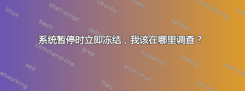 系统暂停时立即冻结，我该在哪里调查？