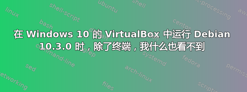 在 Windows 10 的 VirtualBox 中运行 Debian 10.3.0 时，除了终端，我什么也看不到