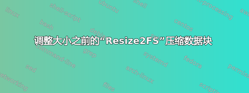 调整大小之前的“Resize2FS”压缩数据块