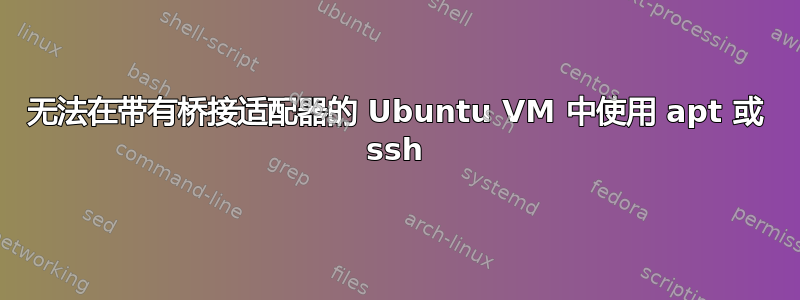 无法在带有桥接适配器的 Ubuntu VM 中使用 apt 或 ssh