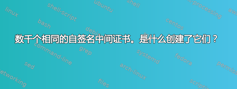 数千个相同的自签名中间证书。是什么创建了它们？